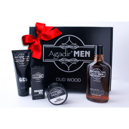Agadir Men - Set cadou Sampon, Gel de par, Ulei Barba, Ceara mata - Gift men set 4 prod